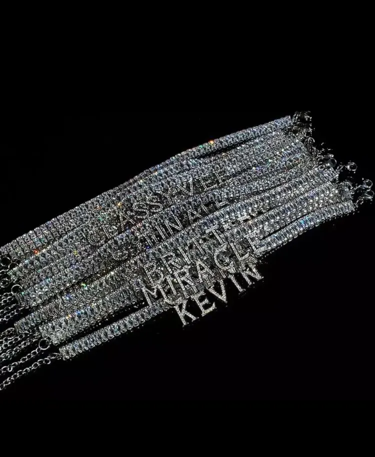 DOREMI Fashion Custom Name Iced Out initial Letters Chain Cubic Zirconia Pendants Necklaces Men's Zircon Hip Hop Jewelry