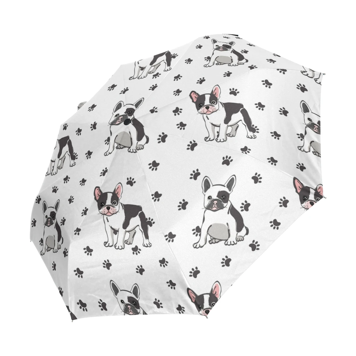 French Bulldog Pattern Three Folding Umbrella Rain Women Compact Anti-UV Sunshine Windproof Automatic Umbrella Male Parapluie