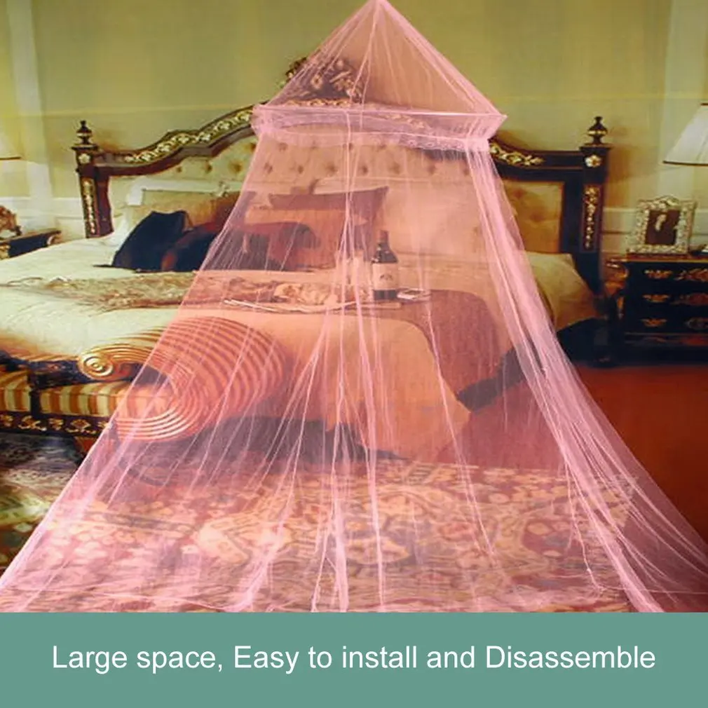 Outdoor Summer Round Lace Insect Bed Canopy Netting Curtain Polyester Mesh Fabric Home Textile Elegant Hung Dome Mosquito Net
