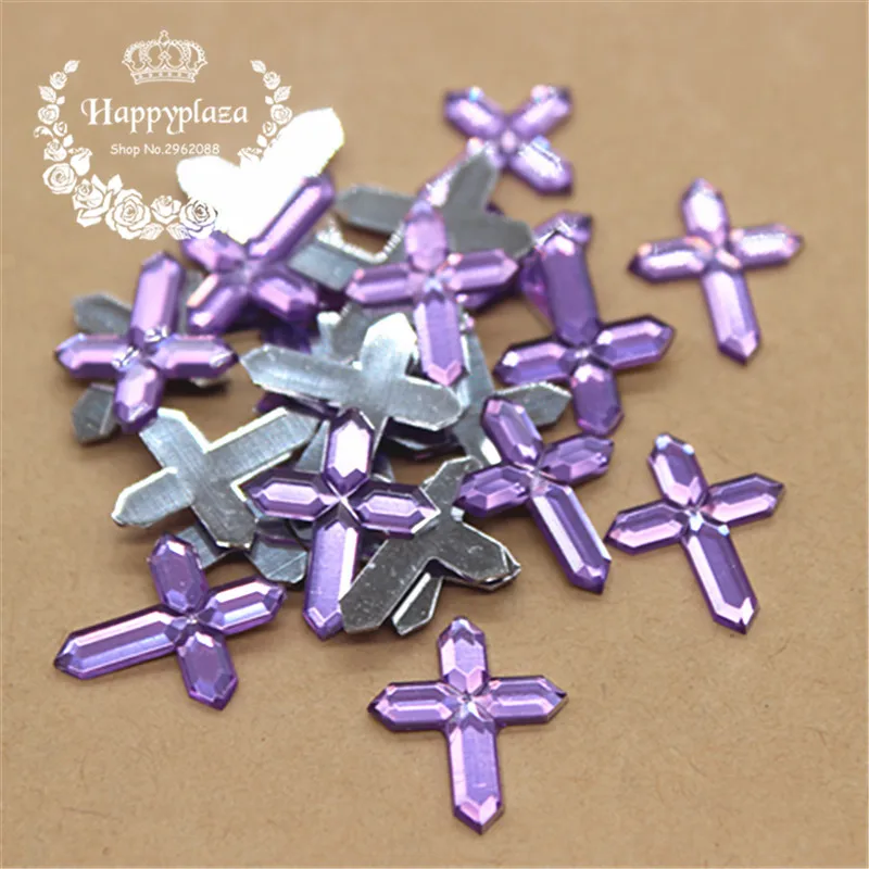 200pcs 12*15mm Acrylic Small Cross Charm Flatback Cabochon Embellishment Accessories DIY Craft Scrapbooking