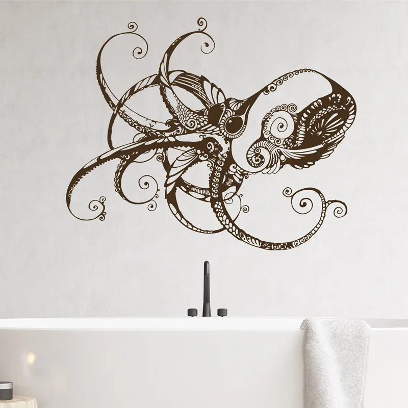 Nordic Kraken Octopus Tentacle Wall Stickers Marine Life Seaside Holiday House Home Bathroom Door Glass Decoration Vinyl Decal