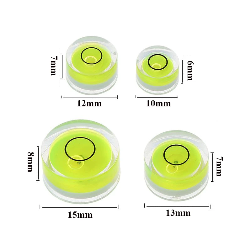 2pcs Round Bubble Level Mini Spirit Level Degree Set Horizontal Bubble Bullseye Precision Circular Green Color Measuring Tool