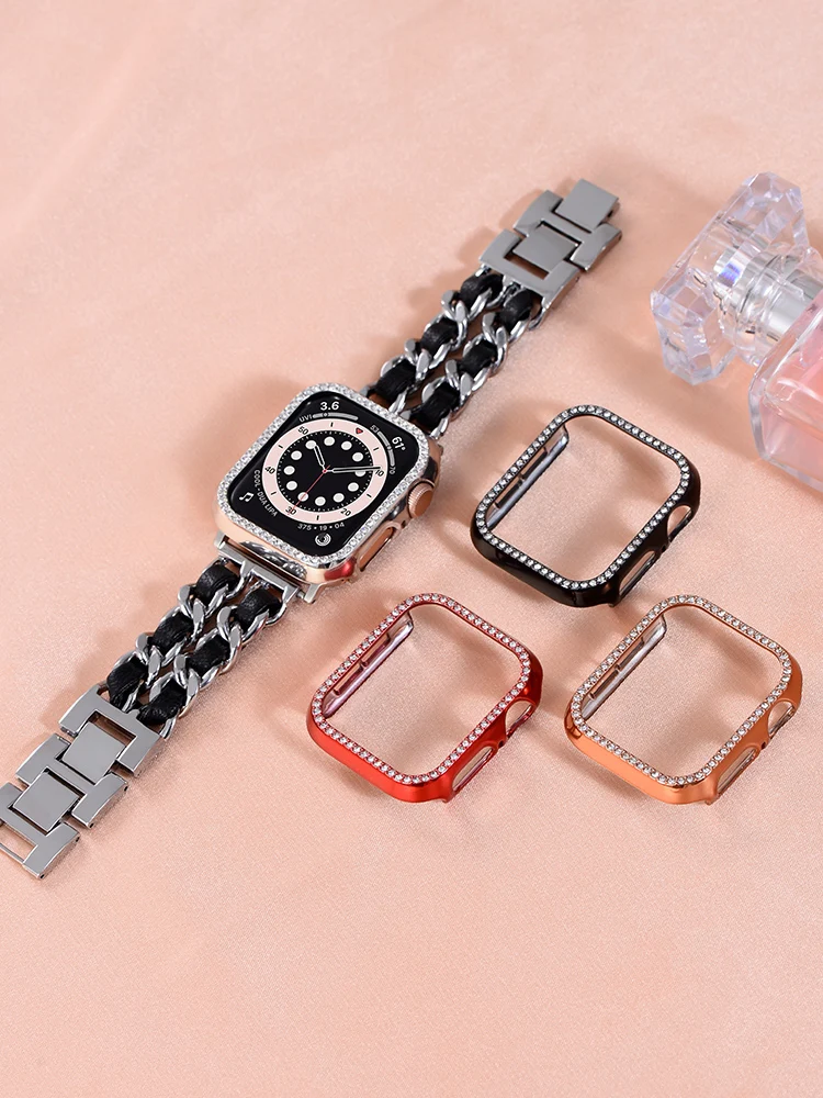 Bling Cover For Apple watch Case 45mm 41mm 44mm 40mm 42mm 38mm Accessories Diamond bumper Protector iWatch series 9 3 4 6 SE 7 8