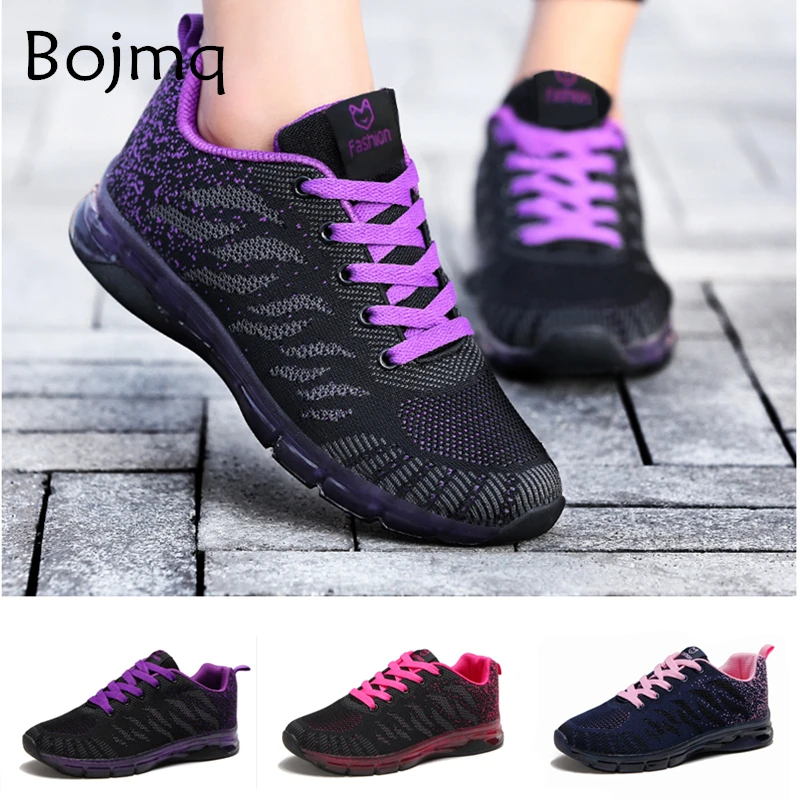 Tenis Feminino Tenis Mujer 2020 Hollow Air Cushion Women Tennis Shoes Purple Zapatos Mesh Lace-up Sneakers Soft Gym Jogging Shoe