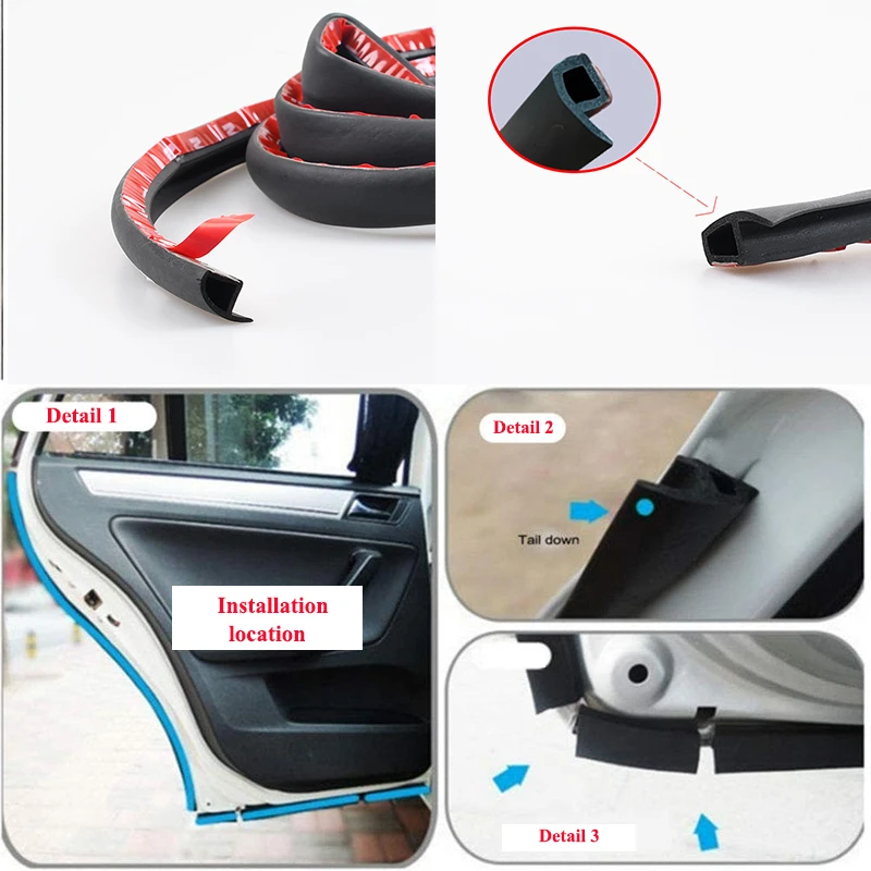 Car Seal P-Type Noise Insulation Door Seal Strip Rubber Seal For Cars Car Accessories Soundproof Dustproof Weatherstrip For Auto