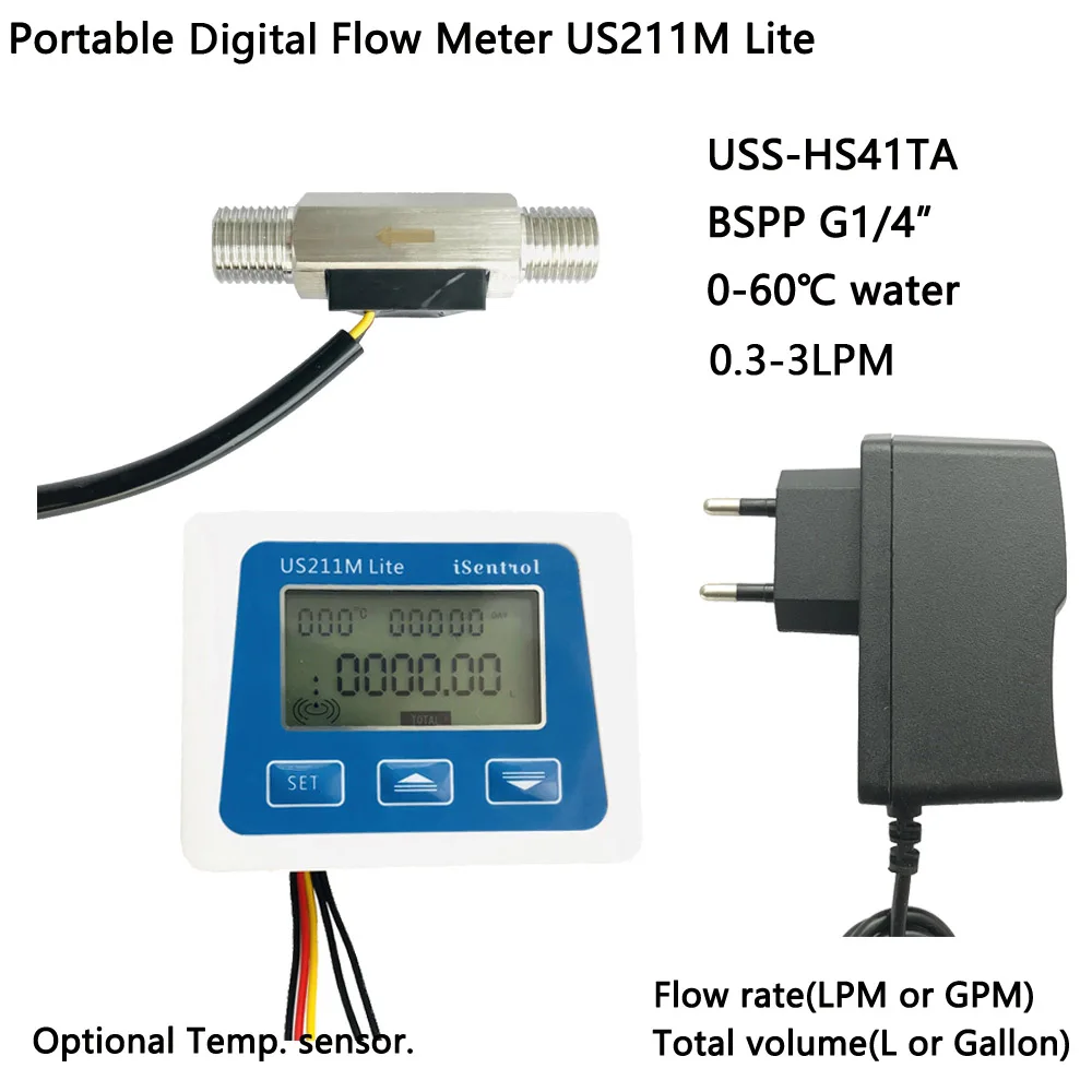US211M لايت الرقمية تدفق متر USS-HS41TA 0.3-2.5LPM 5V Flowreader متوافق مع جميع لدينا قاعة تأثير المياه flowsensor iSentr