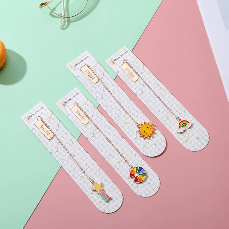 Sun Rainbow Cloud Palette Bookmark Creative Cute Metal Hollow Art Exquisite Book Mark Page Folder Student Supplies Stationery