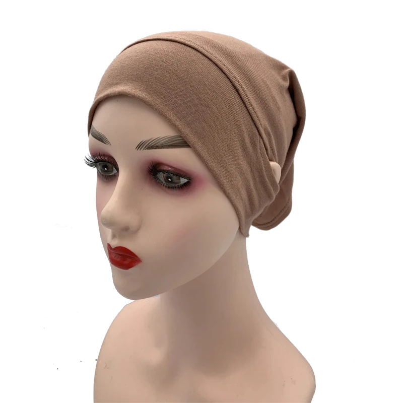 Sob Hijab Inner Cap com Orelha Buraco para Mulheres Muçulmanas, Jersey de Algodão, Testa Underscarf, Rodada Bonnet