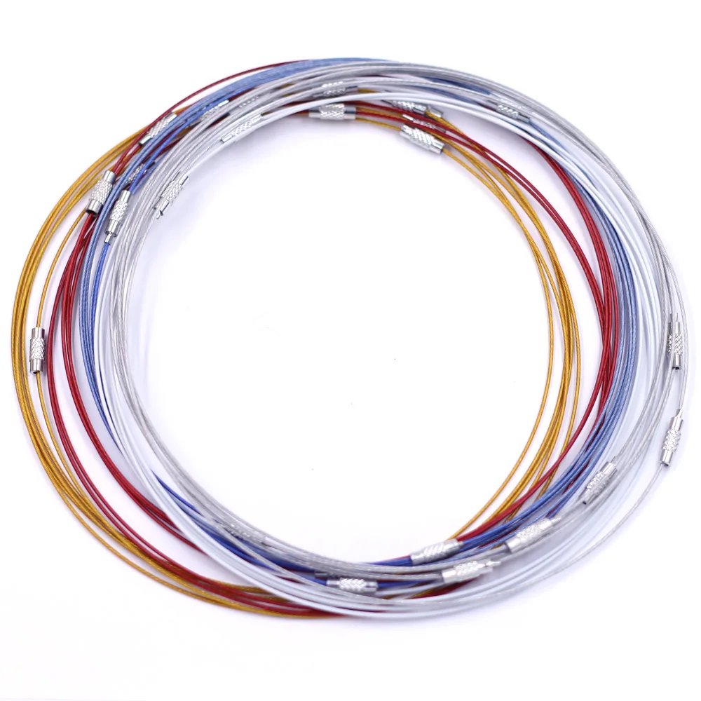 Necklaces Screw Clasps Choker Torques Hip Hop Steel Wire Metal Women Jewelry DIY Finding Charms 145mm 18