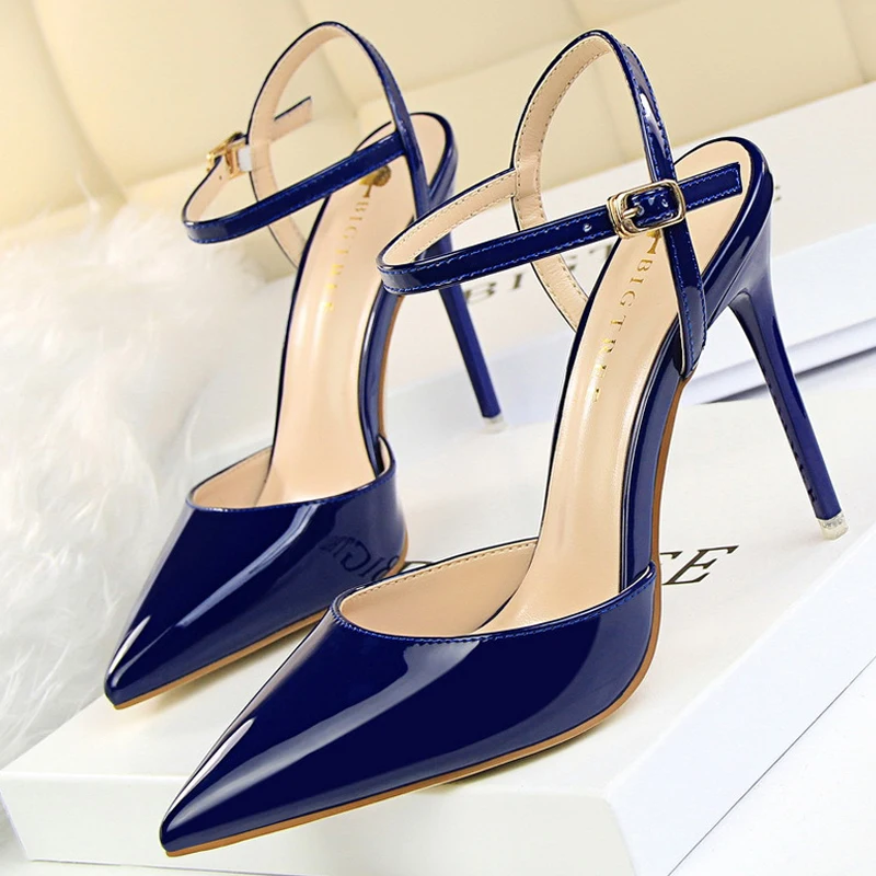 BIGTREE Shoes Fashion Sandals Women 2024 Patent Leather High Heels Women Sandals Summer Heeled Sandals Pointed Toe Women Pumps