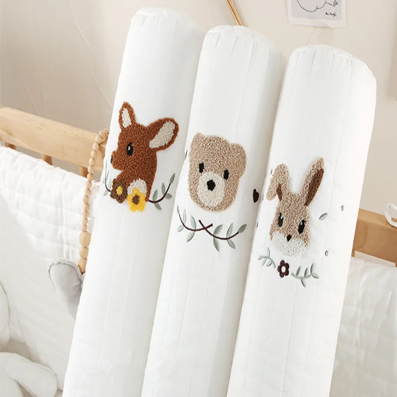 60CM Baby Bumpers Cotton Cartoon Bear Infant Newborn Crib   Cushion Cot Washable Anti-collision Protector Pillows Kids Room Deco