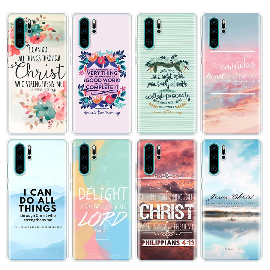 Bible verse Philippians Jesus Christ Christian Phone Case For Huawei P30 Lite P40 P20 P10 P50 Mate 10 20 30 40 Pro Art Pattern