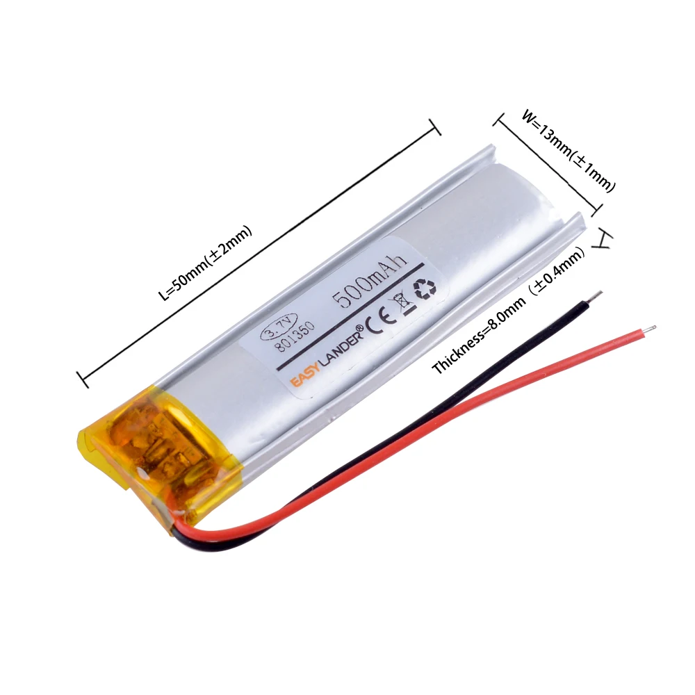 3PCS 801350 3.7V 500mAh Rechargeable Lipo Battery Polymer Lithium Batteries For MP3 GPS DVD Bluetooth Recorder E-book Camera