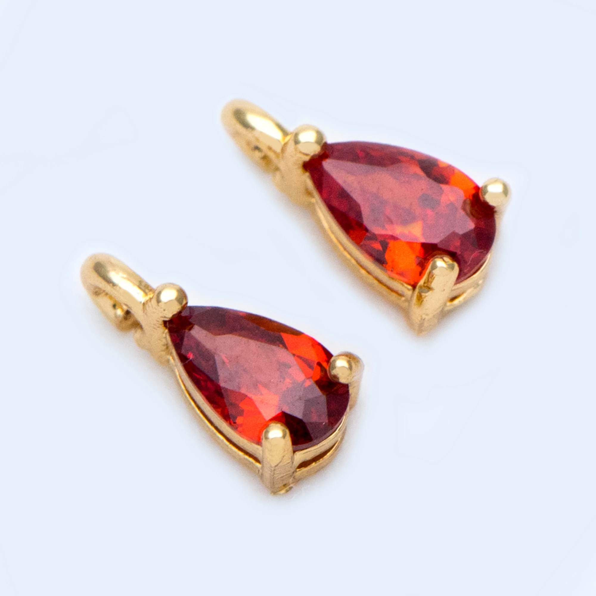 

10pcs Red CZ Paved Teardrop Charms 7x4mm, Gold Plated Brass Drop Pendants, For Jewelry DIY Findings Accessories (GB-748-2)