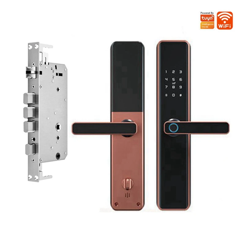 

Tuya APP Smart Door Lock Fingerprint IC Cards Password Key WiFi Locks With Touchscreen Keypad Entry Smart Door Locker