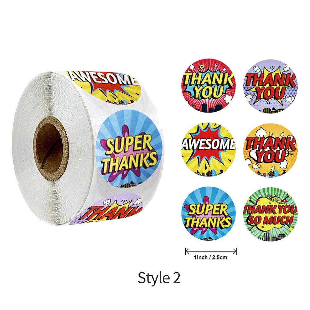 500pcs 1 Inch Cute Thank You Reward Sticker Student Gift Bag Sealling Label Sticker Wedding Envelope DIY Decoration