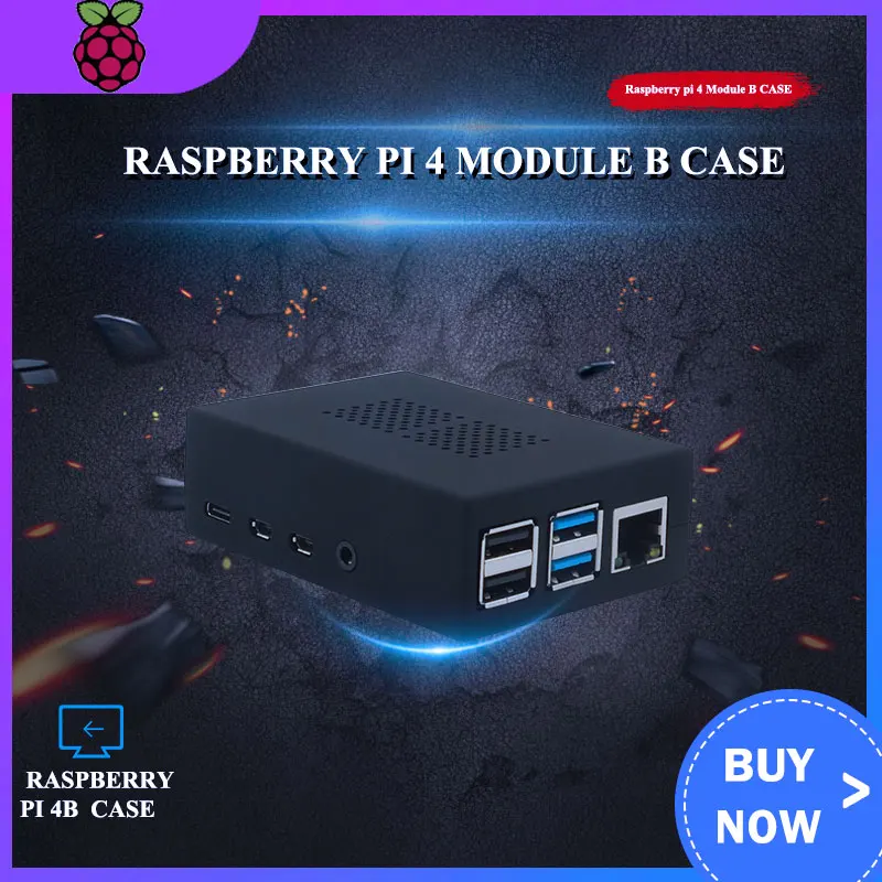 

Raspberry Pi 4 Model B ABS Case Black Plastic Prectective Box with Dual Fans for Raspberry pi 4B