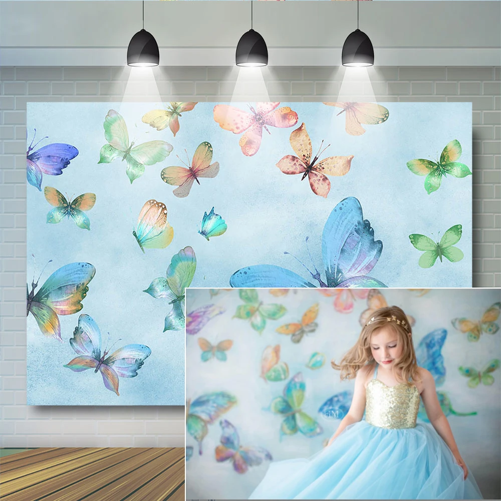 Butterfly Background Photo Studio Sweet Baby Princess Birthday Party Backdrop Rainbow Decoearion Newborn Photography