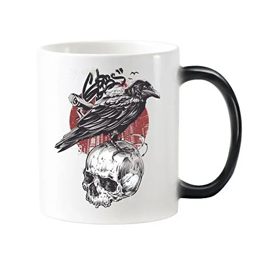 

Crow Indian Flamen Priest Totem Tattoo Pattern Heat Sensitive Changing Color Mug Milk With Handles 350 ml