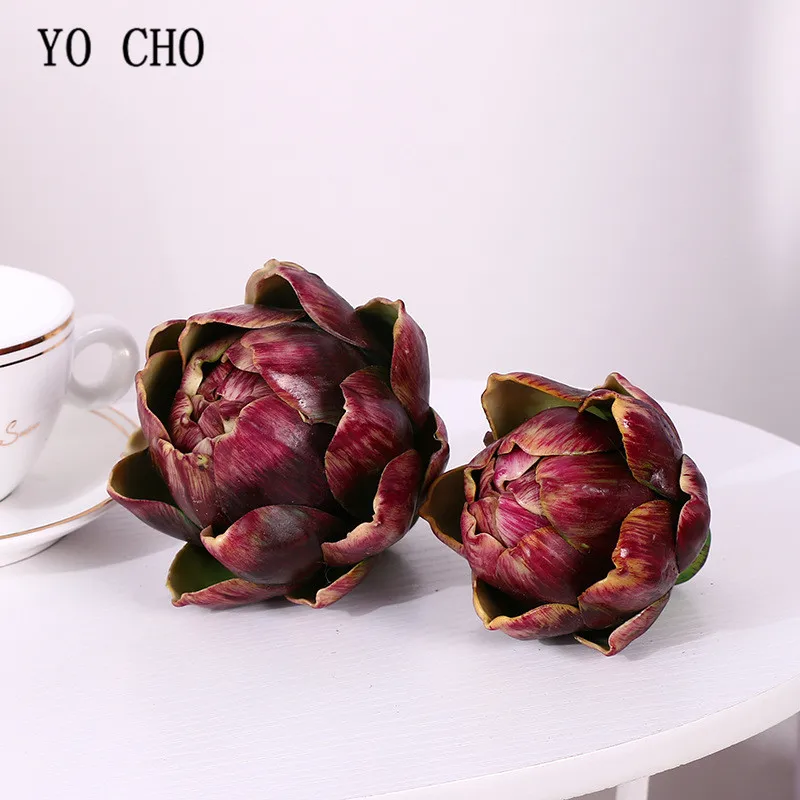 YO CHO Künstliche Artischocke aus Kunststoff, Obst, Artischocke für Küche, Zuhause, Kunstdekoration, Tischdekoration, künstliche Pflanze – Detail 4