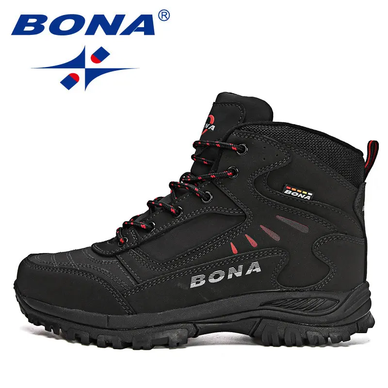 Bona 2022 novos designers marca inverno botas de pelúcia homens botas de neve quente tornozelo homem ação alta qualidade couro tênis mansculino