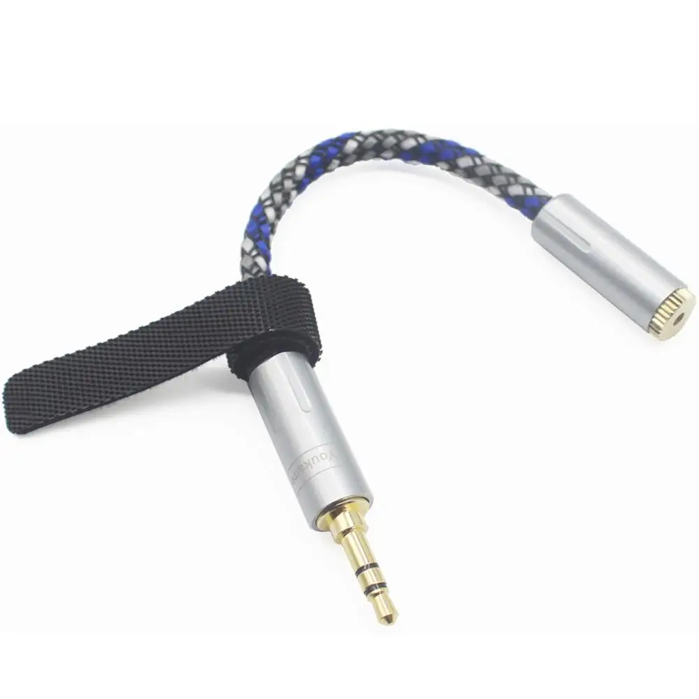 Adaptador de Audio para auriculares, 3,5mm, macho a hembra de 3,5mm, 8 núcleos, chapado en plata, Cable para auriculares, nuevo en caja de 2,5mm a 3,5mm