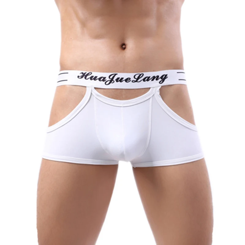 Men Ice Silk Boxer Shorts Sexy Hollow Out Underwear Cueca Slips Homme Panties 2XL Quick Dry Underpants Breathable Trunks Bikini