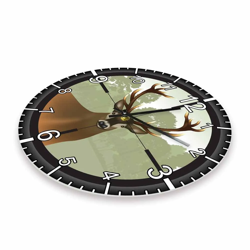 Rifle Lens Deer Aiming Modern Design Wall Clock Aim Deer Hunter Decorative Silent Cock Mancave Hunting Forest Wall Art