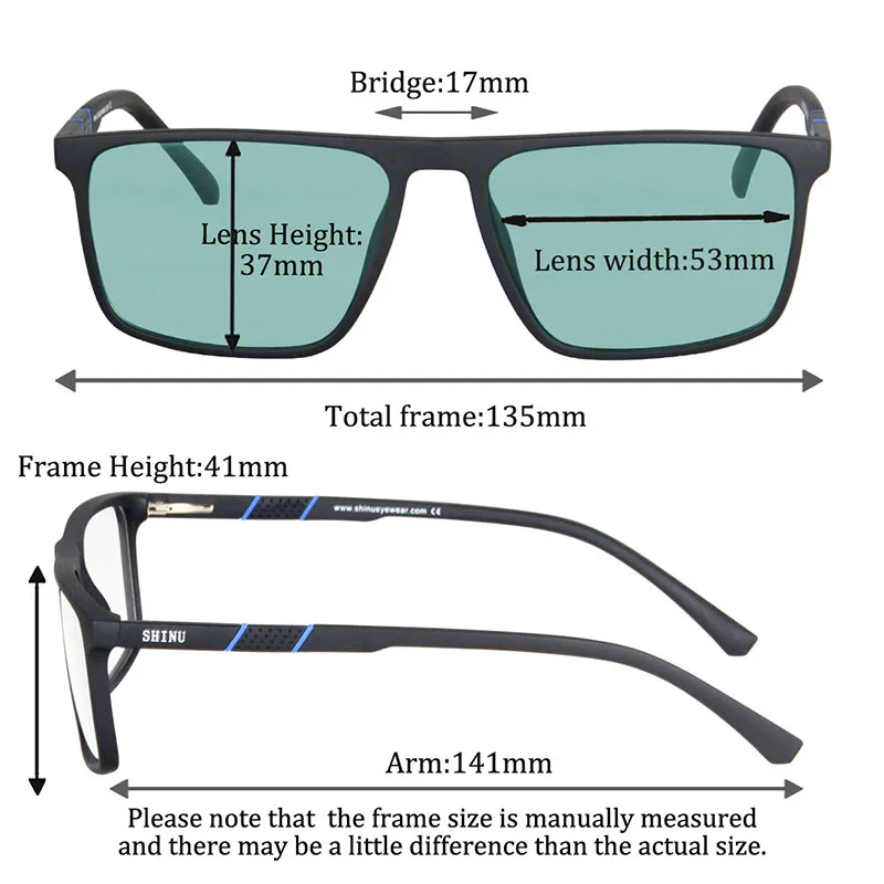 SHINU Brand Men Color-blindness Glasses Red Green Color Blind Corrective Glasses Colorblind Test Driver\'s License Eyeglasses Men