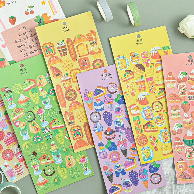 ​ins Creative Food Series cute stickers Sealing Paster Mobile Phone Cup Hand Account Diy Decorative Sticker labels stationery