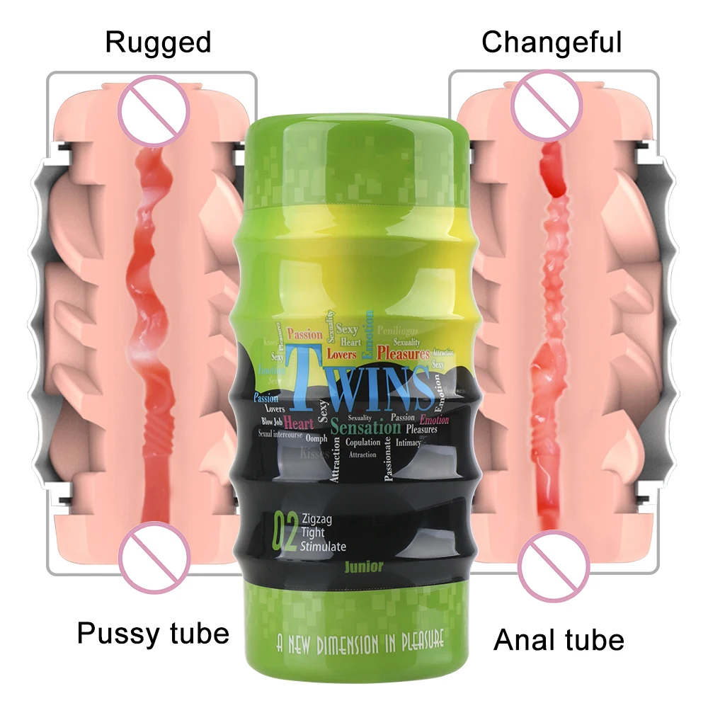 IKOKY Male Masturbator Dual Channel Vagina Anal Real Masturbator Pussy for Man Gay Erotic Adult Sex Toys for Men Masturbators