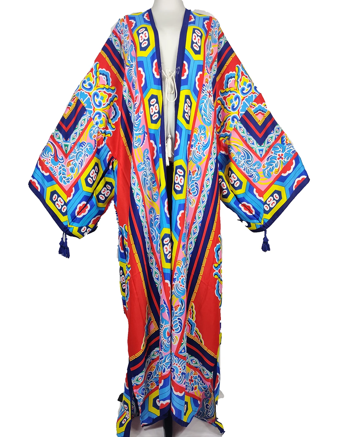 

Oversize European Popular Cotton Printed Autumn Winter Women's Long Sleeve Cardigan Kaftan Nigerian African Robe Duster Coat