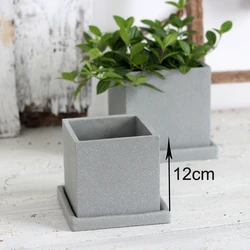 12cm Square Shape Concrete Flower Pot Silicone Mold Cement Flowerpot Molds For Succulent Plants