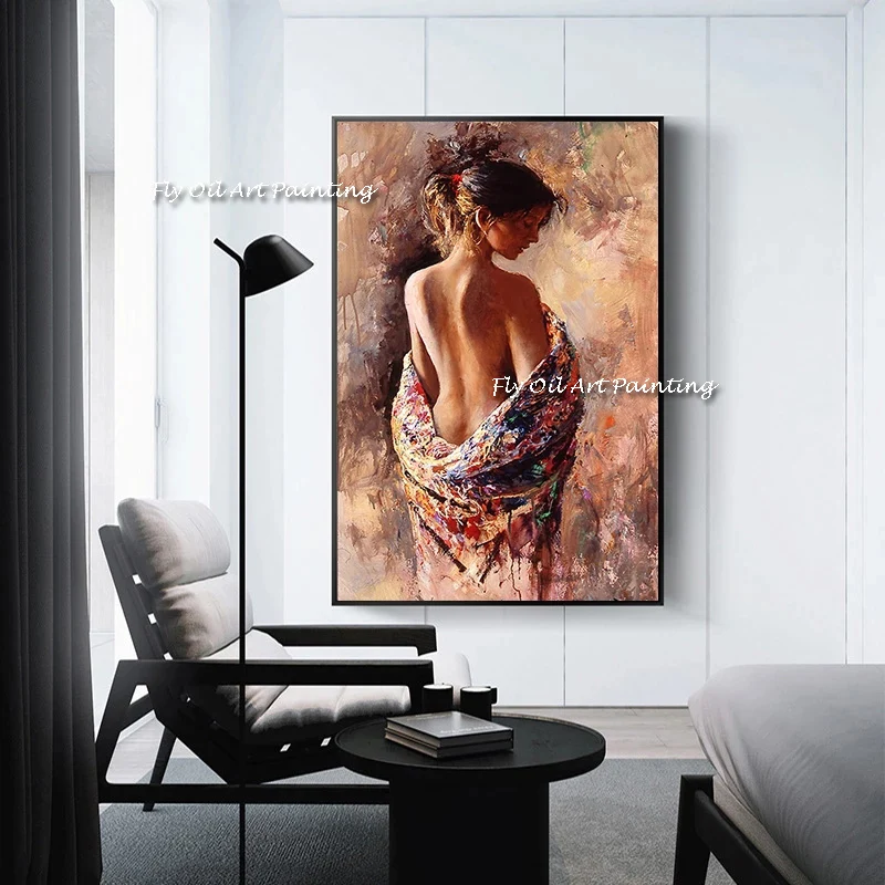 

High Quality 100% Handmade Large Size Abstract Sexy Woman Back Oil Paintings On Canvas artwork for Living Room Home Decoration