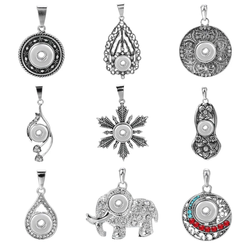 10pcs/lot Wholesale Snap Jewelry Pendant Metal Rhinestone Crystal Mini 12mm Snap Button Necklace Pendant DIY Snaps Jewelry