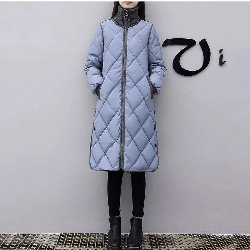 2024Fashion Women Spring Autumn Long Padded Clothing Female Down Cotton Jacket Slim Parkas Ladies Coats Plus Size 4XL Coat Mujer