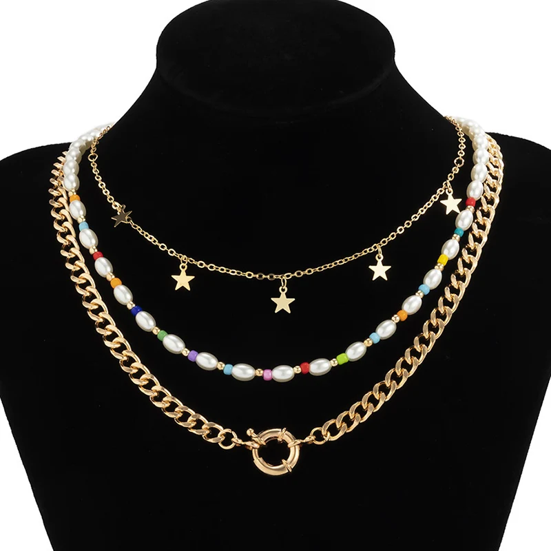 Multilevel Elegant Pearl Pendant Jewelry For Women Fashion Wedding Beads Pearl Chain Choker Necklaces N0278