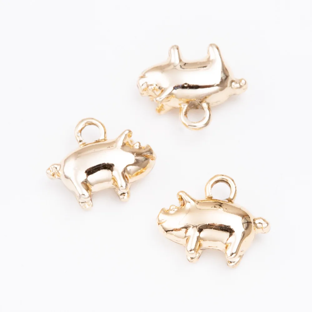 8 Pieces Gold Color Alloy Enamel Cute Pig Charms Pendant Accessaries For DIY Bracelet Necklace Jewelry Making Earring Findings