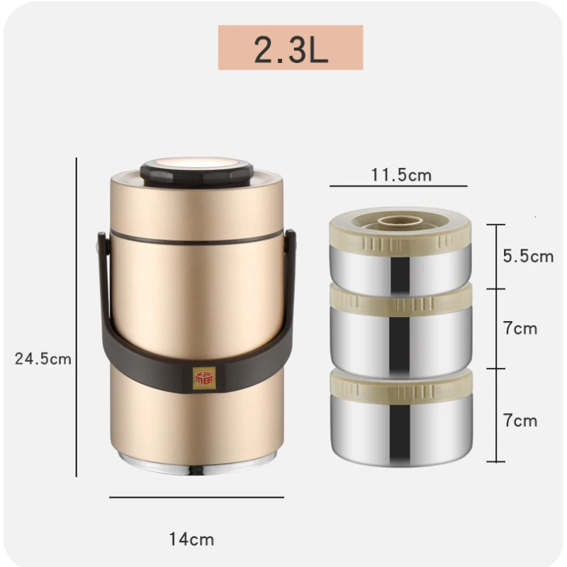 Portable Outdoor Large Capacity Vacuum Insulation Lunch Box 304 Stainless Steel Bento Leak-Proof Food Container Food Thermos