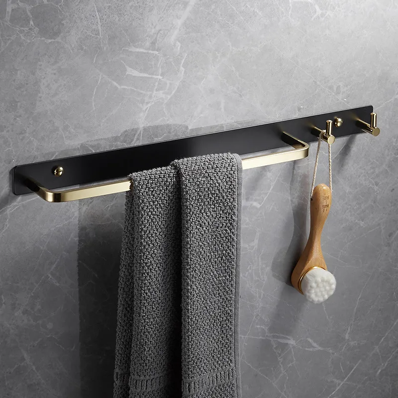 

Copper Bathroom Towel Bars/Rack/Holder With Hooks Wall Mounted Nail Punch Brass Bath Hardware Accessories Black/Gold/Chrome 50CM