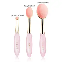 ILISYA-Juego de brochas de maquillaje rosa, 3 piezas, ovaladas, suaves, cosméticas, brocha para mezclar base en polvo facial, brocha para contornear sombra de ojos