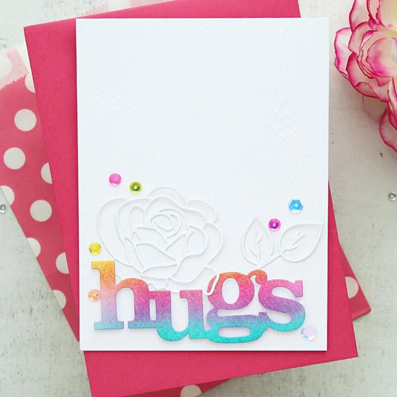 Hugs Word Die Cuts For Card Making Hugs Word dies scrapbooking metalowe wykrojniki new 2021. Wykrojniki szablony do dekoracji