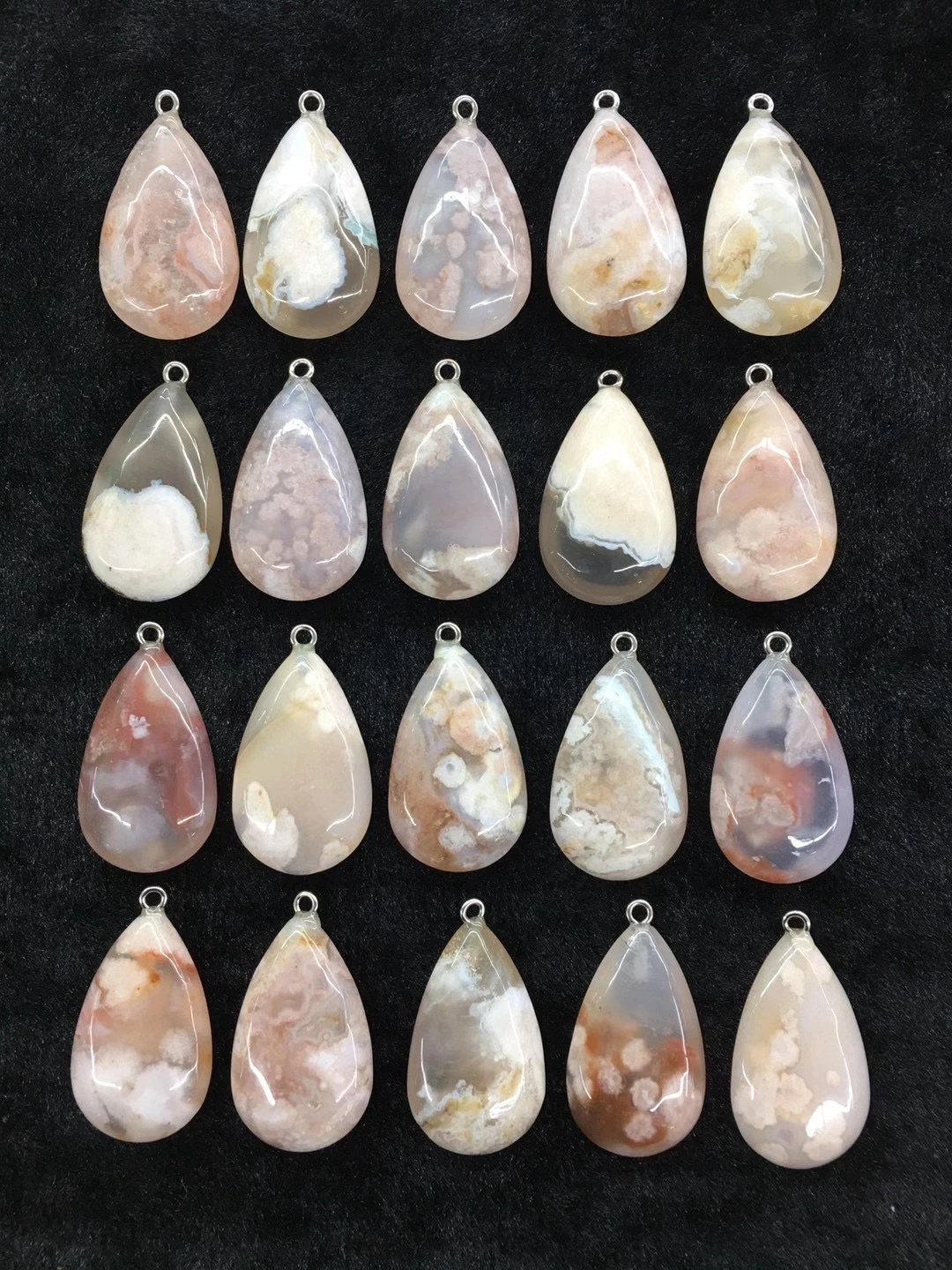 Wholesale 10pcs/Pack Multi Dendritic Agate Bead Pendant,Pear Shape Gemstone Jewelry Necklace DIY 32mm