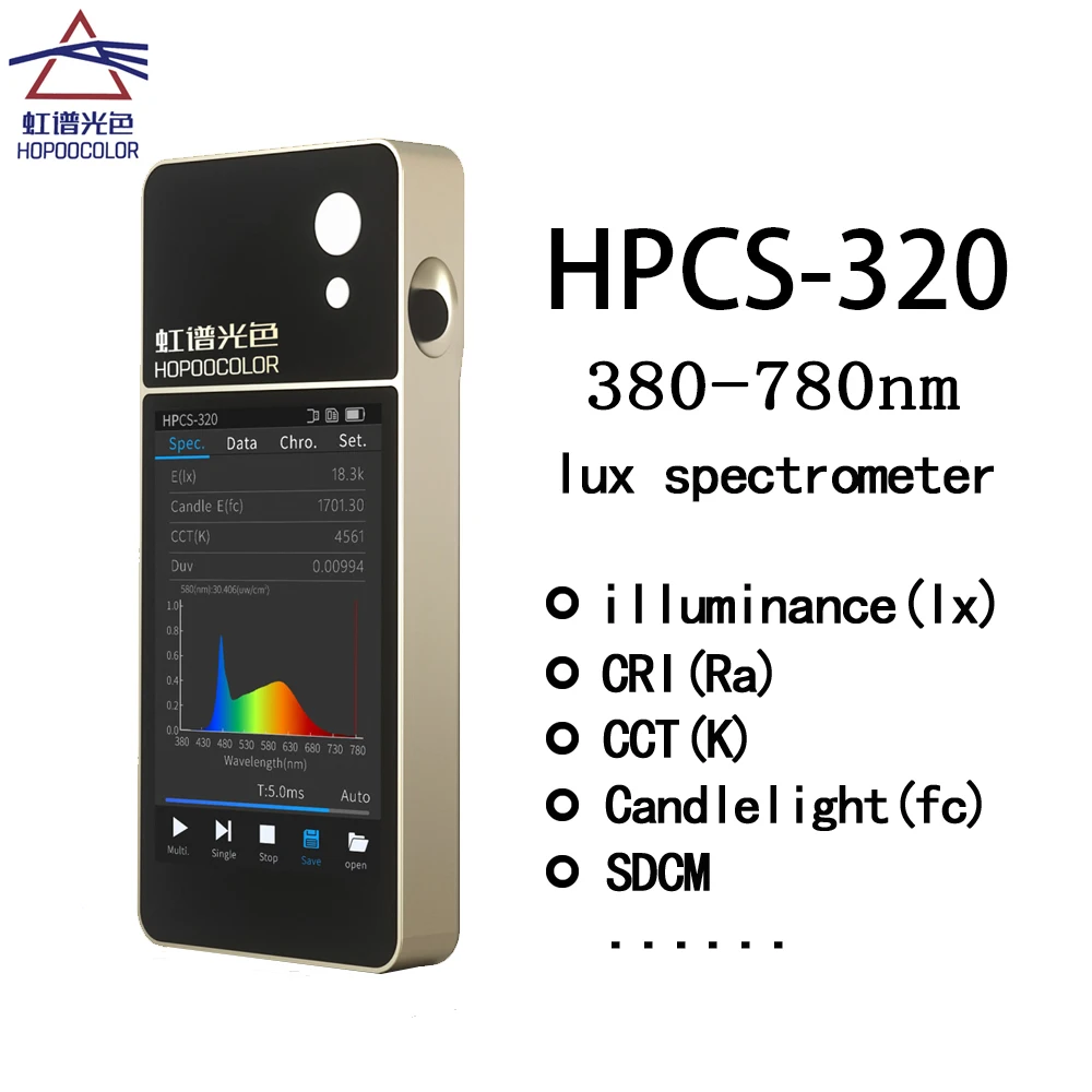 Lux meter light spectrometer Hopoocolor HPCS320 Mini handheld  380-780nm Spectral illuminance meter lx meter