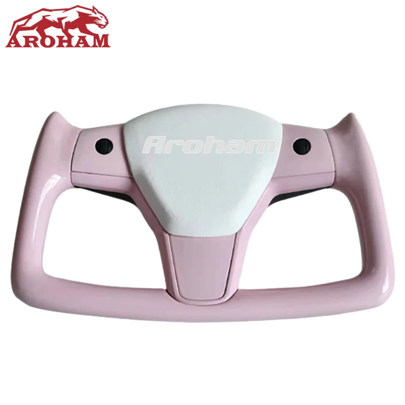 Customize Pink Steering Wheel For Model 3 Model Y 2017 2018 2019 2020 2021 2022