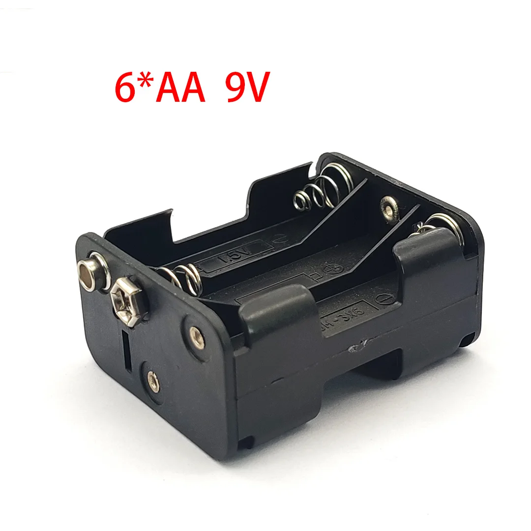 6 X AAแบตเตอรี่9V AAแบตเตอรี่พลาสติกคู่ด้านBack To Backฤดูใบไม้ผลิกล่อง9V loop AAแบตเตอรี่ผู้ถือแบตเตอรี่กล่อง