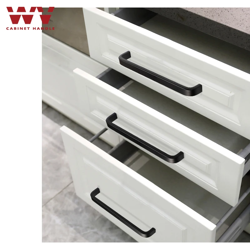 WV Aluminum Alloy Kitchen Cabinet Door Handles Silver Black Gold 96MM 320MM Door Straight Handles Pulls Knobs Furniture Hardware