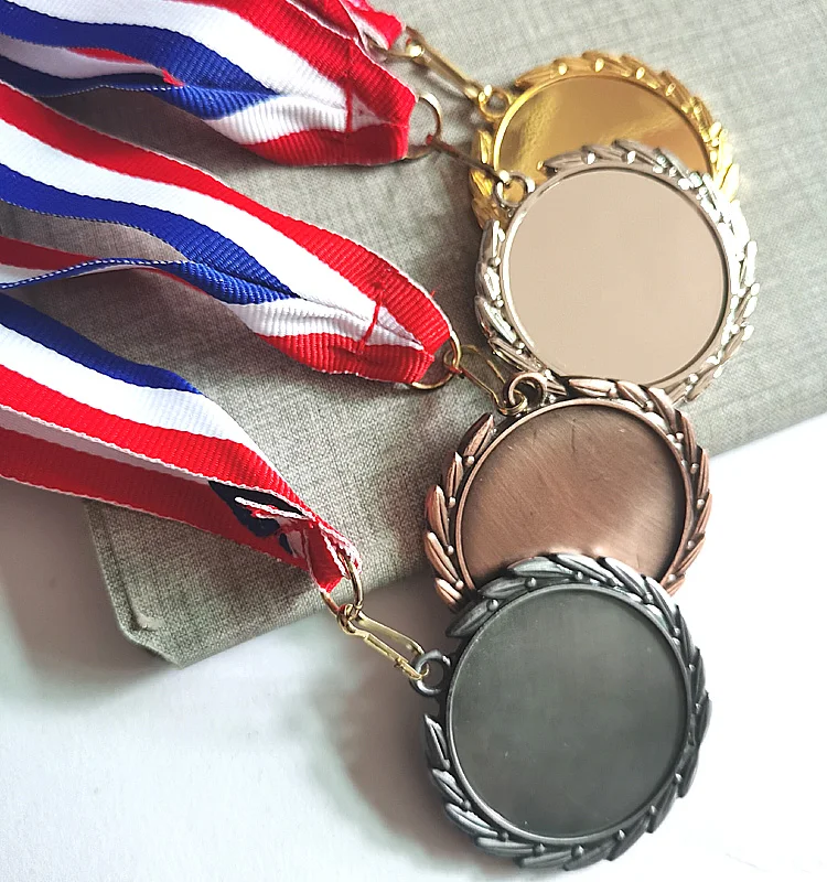 Blank Wheat fringe Medals Gold Color Medal and Silver Color Medal and Branze Color Medal print for free on the blank