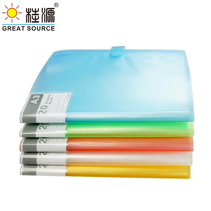 MQQ A3 Display Book Drawing Presentation 8K Test Paper Book 20 Transparent Pockets Fancy Candy Color 1PC