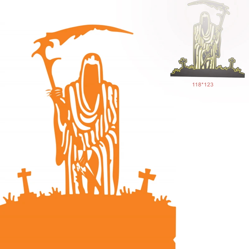 Halloween Grim Reaper Cemetery Metal Cutting Dies Stencils For DIY Decorative Embossing Handcraft Die Template 2021 New